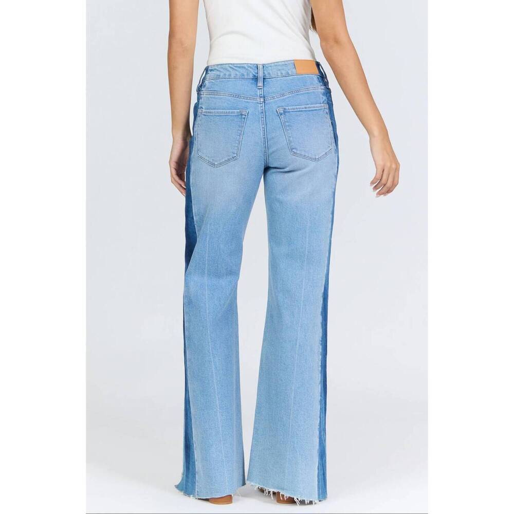 NEW DEAR JOHN DENIM becker fiona high rise wide leg jeans in tuxedo stripe - Picture 3 of 5